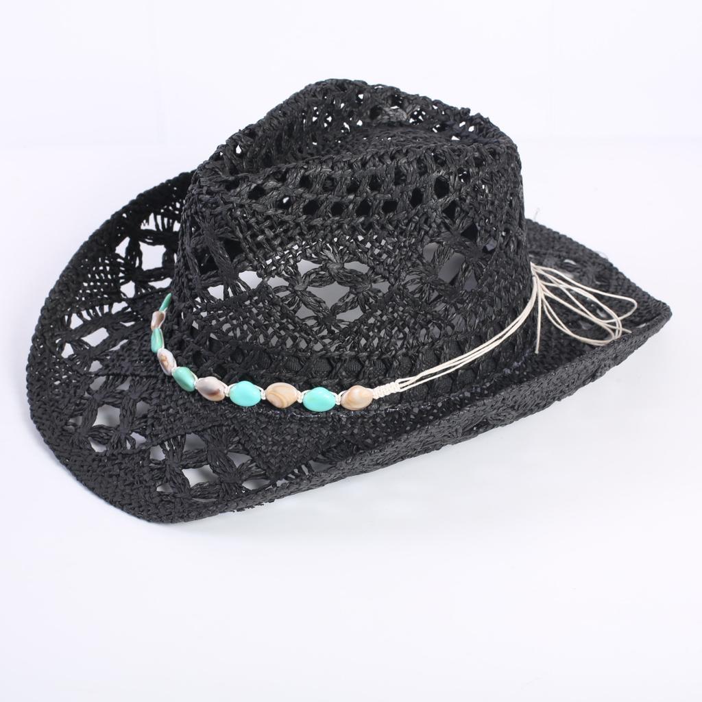 Popular European and American Classic Hollow Western Cowboy Hat Men's and Women's Fashion Vacation Breathable Sunshade Straw Hat