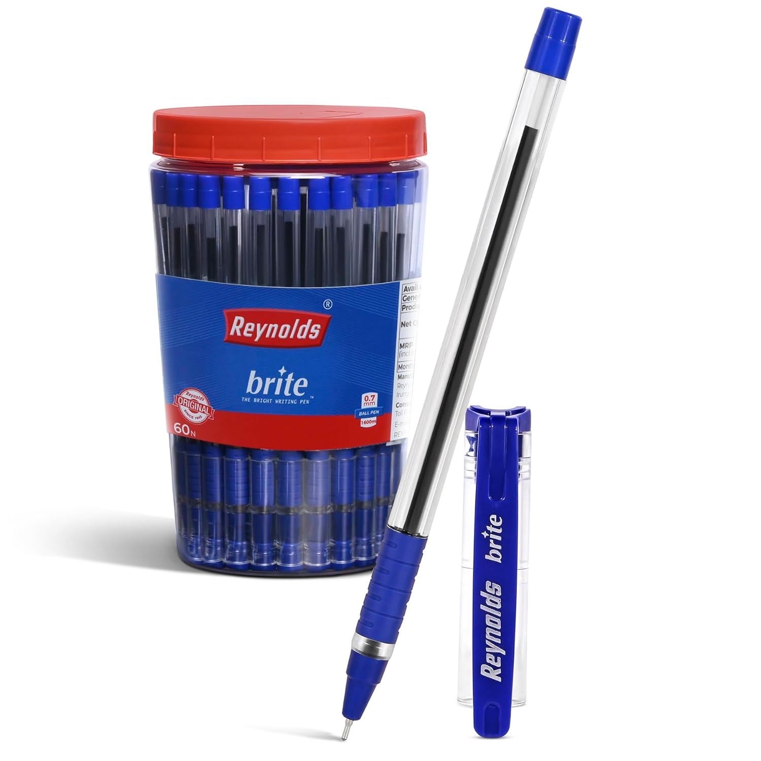 

Reynolds Brite Ball Pen Blue Ink 0.7mm Tip Pack Of 1( 60 Ball Pen) Lightweight Smooth Writing Pens For School Office And Daily Use