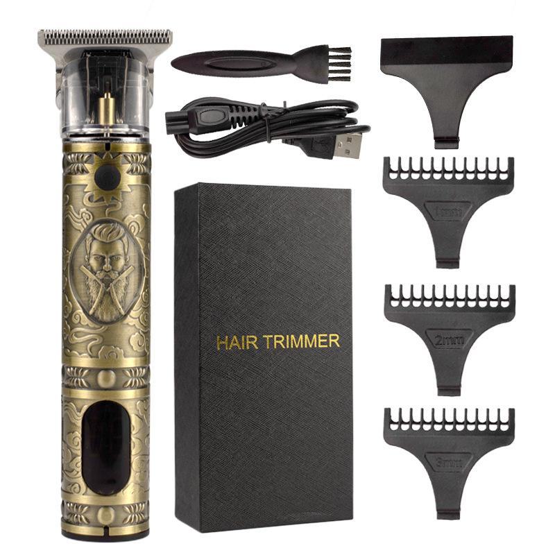 Rechargeable Metal Hair Clipper: Oil Head, Carving, Bald, and Cross-Border Electric Razor.