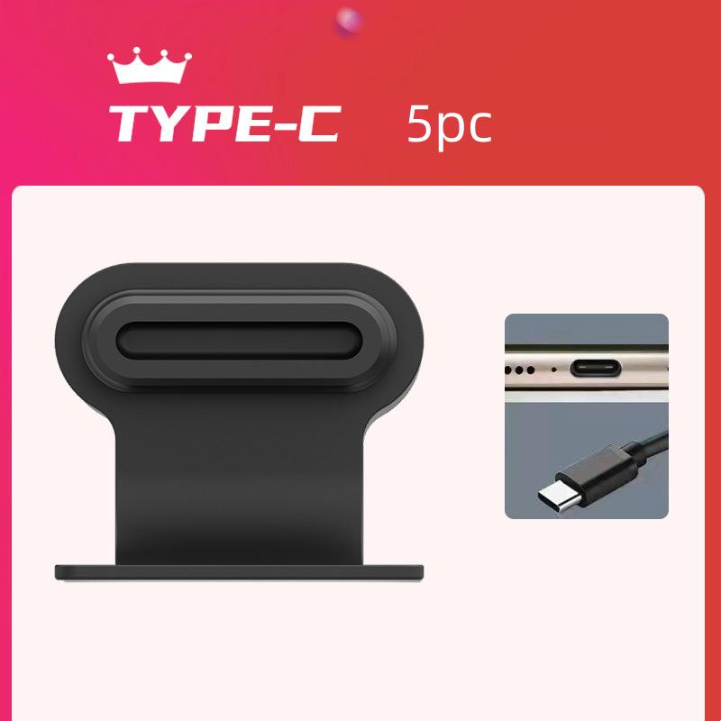 Universal Mobile Phone Charging Port Vacuum Cleaner Kit Anti Loss Dust Plug Tpye-c Xiaomi iOS Port Dust Plug 5pcs Hidden