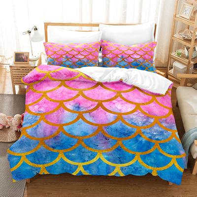 Bunte Fischschuppen 3D Bettwäscheset Bettbezugset King Queen Twin Double Bettdeckenbezugset Für Zuhause und Dekoration
