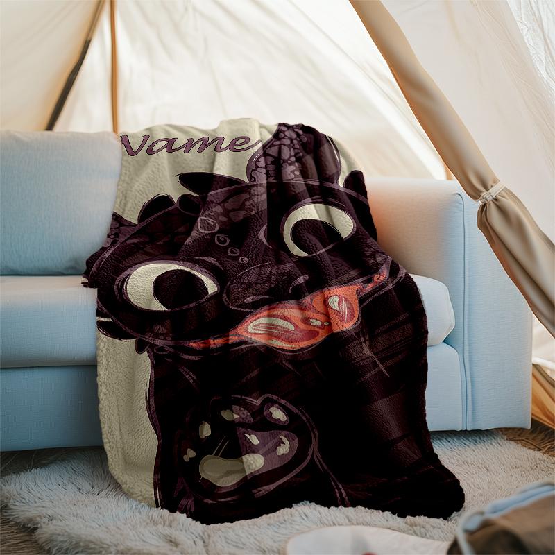 Personalized Custom Name Blanket - How To Train Your Dragon Toothless Print Design,Blanket for Sofa,Bed,Travel,Camping - Soft and Warm, Great Gift