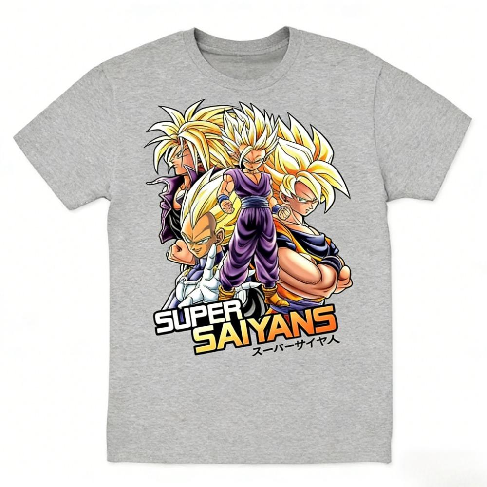 Dragon Ball Super Saiyan Unisex Koszulka z Czystej Bawełny 2026 Lato Nowa Anime Nadruk Casualowa Koszulka z Krótkim Rękawem