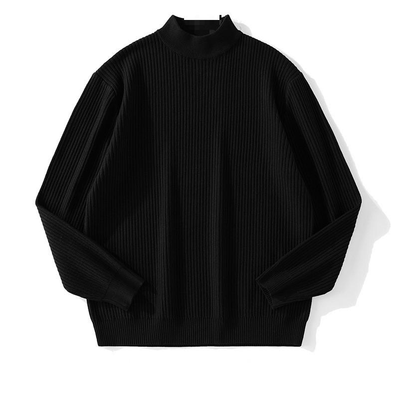 Mens Warm Half Turtleneck Sweater Loose Fit Solid Color Knit Pullover Winter Daily Wear