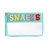 Transparent PVC Zipper Snack Bag with Embroidered Letters - Portable PU Waterproof Makeup and Toiletry Handbag