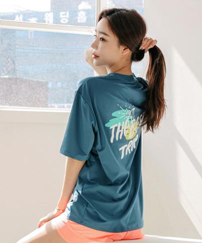 Tyubeuteuli Best Trip Women'S Short Sleeve Rash Guard B518 Coral Blue