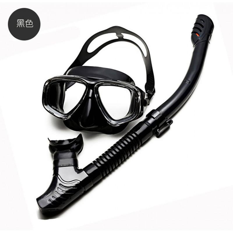 Anti-fog Diving Mask With Snorkel Set Tempered Glass Silicone Snorkeling Swimming