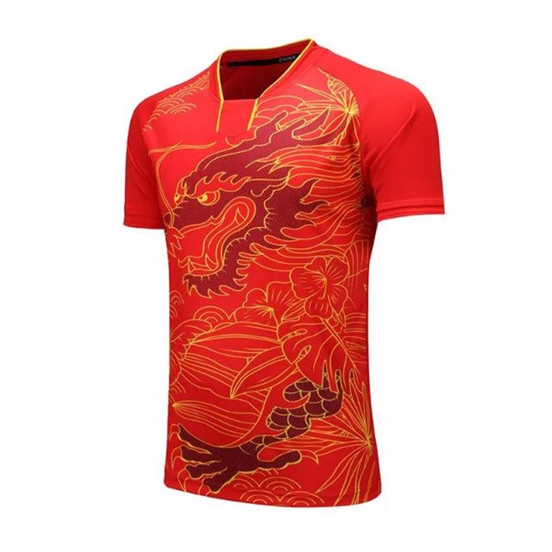 Unisex Schnelltrocknendes Drachenmuster Tischtennis-Uniformset - Sommer Kurzarm Sporttrikot für Training & Wettkampf