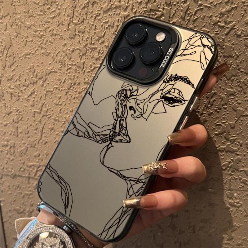 Abstraktní Linie Obličeje Estetický Matný Laserový Kryt Pro Samsung Galaxy A14 A34 A13 A23 A33 A52 S24 S23 S22 S21 Ultra Plus S20 FE