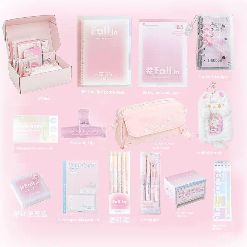 

Rosyposy Soft Stationery Gift Set Good-looking Gift Bag Girl Blind Box School Opening Notebook Birthday Gift Blush(Packaging upgrade! Aircraft box section!)