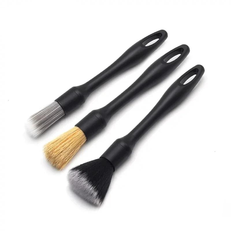 3PCS Automotive Interior Detail Brush Set Soft Synthetic Wool Instrument Panel Clearance Air Conditioning Outlet Dust Brush