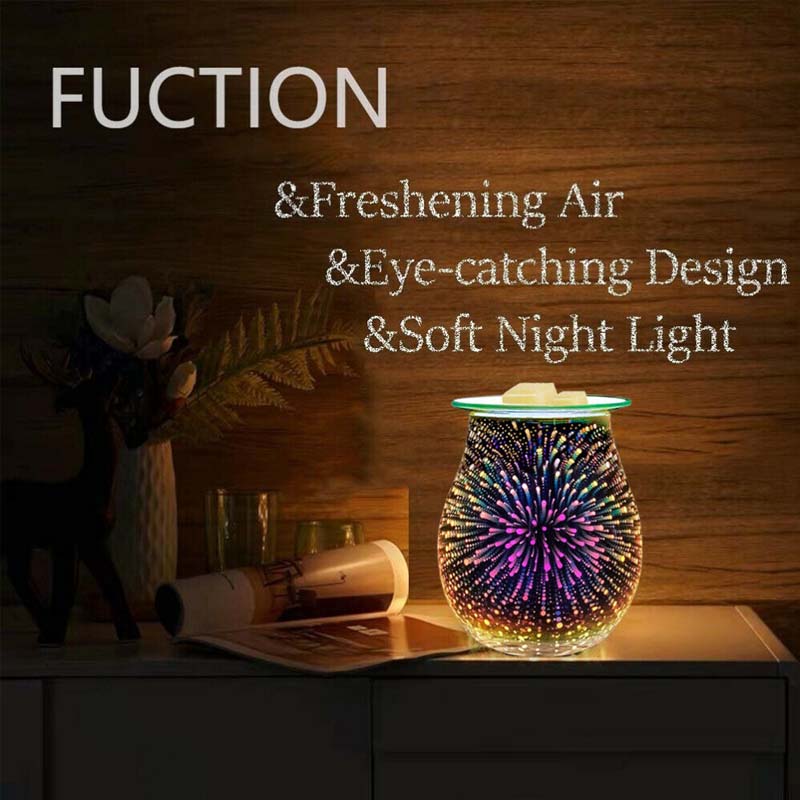 Lampe à Parfum électrique Effet Coloré – Brûleur De Cire Sans Fumée, Double Usage Lampe Et Diffuseur, Prise Européenne, Verre 3D - 12