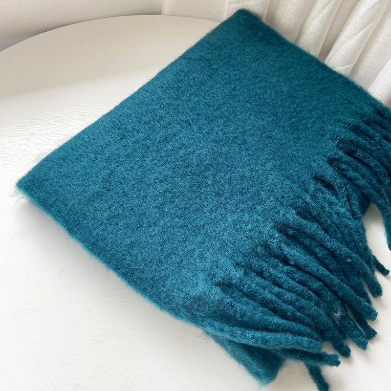 Homemade 28-color Atmosphere Soft Waxy Thick Beard Mohair Scarf Women's Winter Warm Imitation Cashmere Scarf Shawl