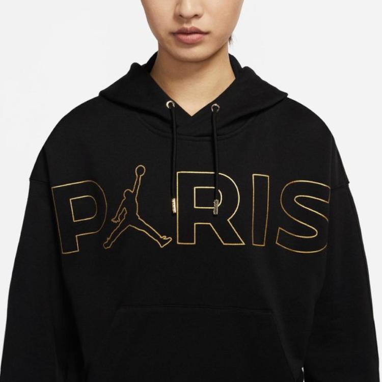 Jordan Logo Print Pullover Hoodie Women Hoodie Black CW3926-010