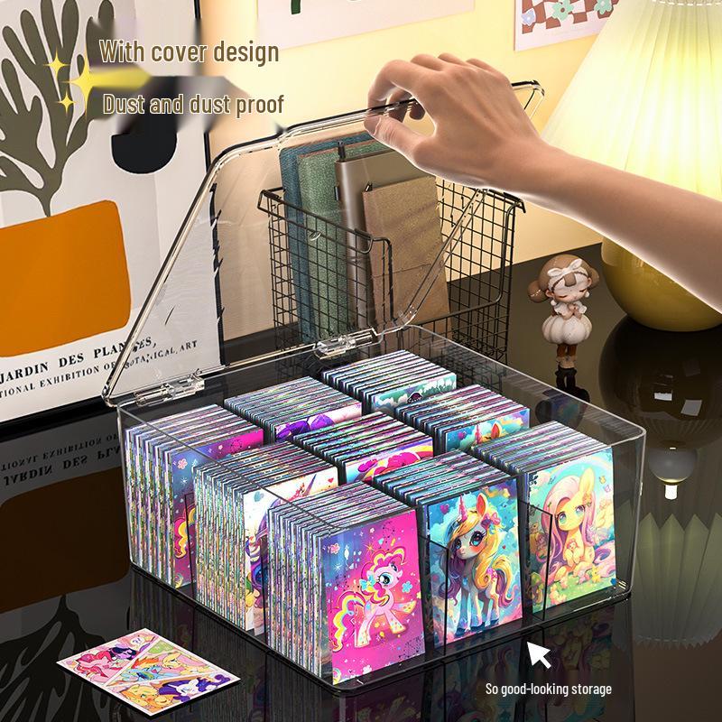Stackable Transparent Card Storage Box with Dustproof Lid - Large Capacity Organizer