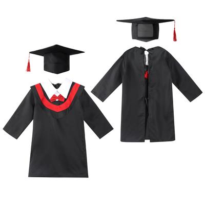 Kinder-Abschlussrobe mit breitem Kragen und Quastenkappe, Set für Kinder, Kindergarten, Grundschule, Abschlusskleid