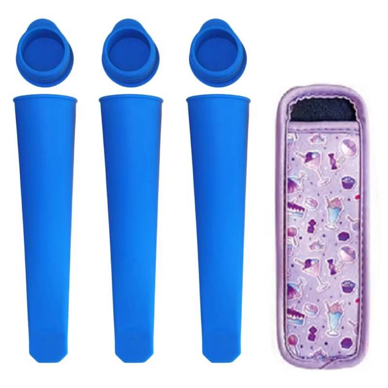 Silicone Ice Pop Molds With Lids Reusable Freeze Pop Mold Food Grade Hand-Held Diy Ice Cream Molds Kitchen Tool Accessory