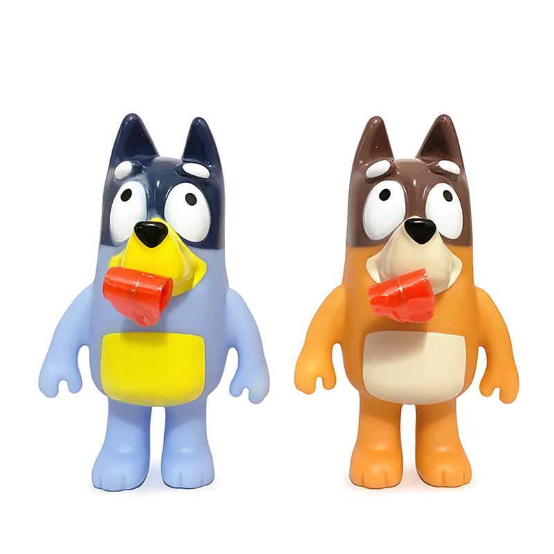 Bluey And Bingo Anime Figure PVC Dolls Pinch And Make A Sound Eject The Tongue Funny And Stress Relieving Kids Toys