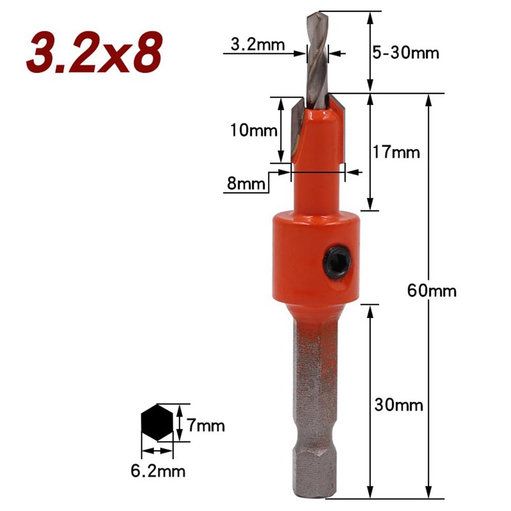 8 Sizes Countersink Drill Bit Set Carpentry Tools Countersunk Counter Sink Bit For Woodworking Hex Shank Wood Counterbore Drill