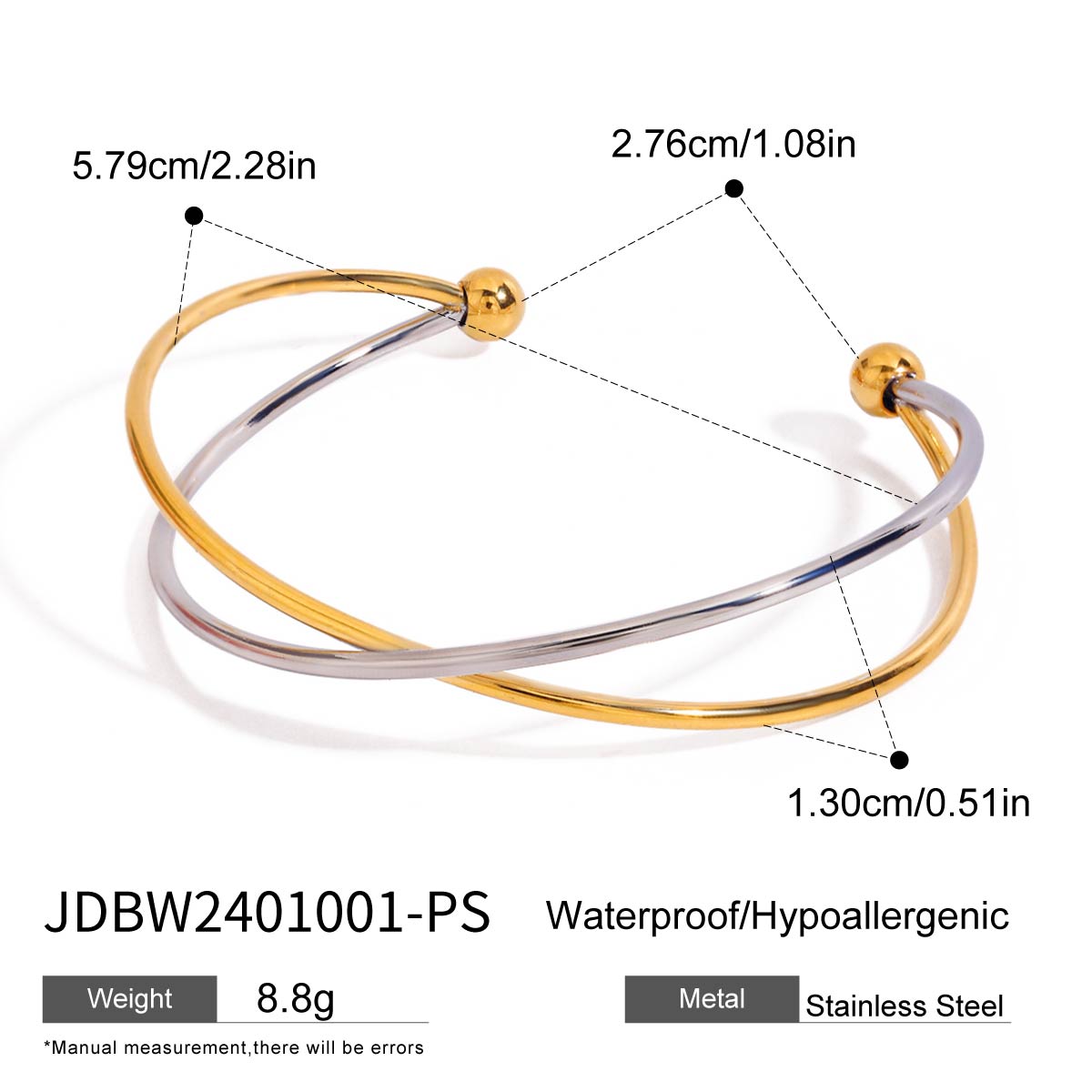 

Zora Simple 18K Золото Нержавеющая Сталь Линия Крест Открывающийся Браслет Золото и Сплав Цинка Сочетающийся Цвет Женская Мода Циркон