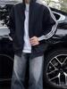 Men's Retro 3 Stripe Stand Collar Track Jacket Casual Short Bomber Sports Coat