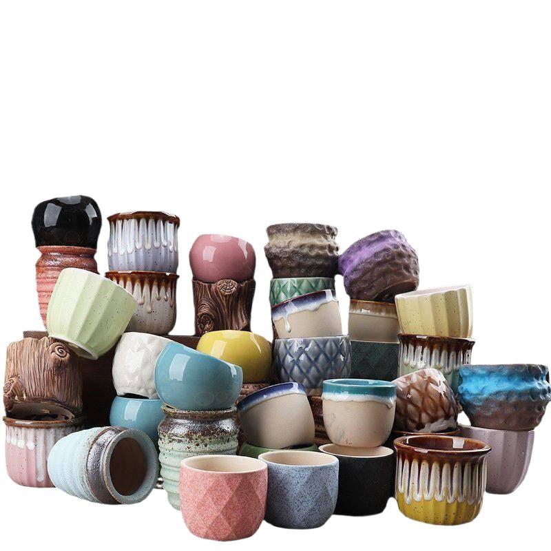 Breathable Ceramic Indoor Succulent Planter Set - Creative Small Flower Pots