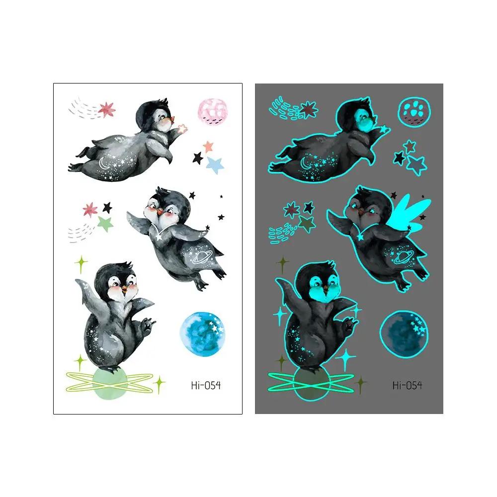 1Sheet Fashion Waterproof Blue Luminous Tattoo Sticker Star Feather Tattoo Sticker Body Art Removable Temporary Tattoos