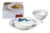Marusan Kondo Set and for Fried Microwave Retro Chinese 04941 3-Piece (Plate, Bowl, Spoon) Rice, Safe, Blue, Style, Gift,