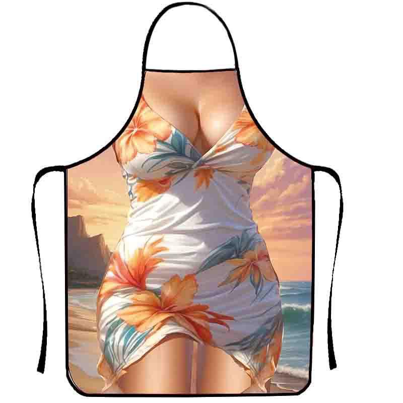 1pc Cooking Apron Funny Kitchen Stain-proof For Women Aprons Man BBQ Cleaning Sexy Women's