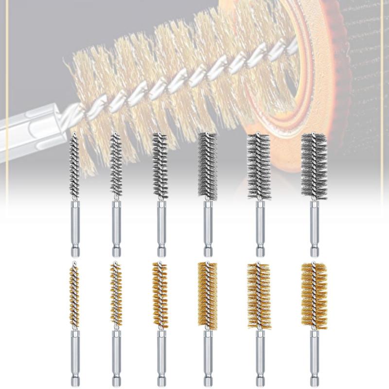 Steel Electric Stainless Drilling Brushes Wire Pipe Brush Hexagonal Rod Cleaning