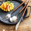 304 Stainless Steel Rosewood Handle Knife, Fork and Spoon Japanese Wooden Handle Knife, Fork and Spoon Western Restaurant Steak Knife, Fork and Spoon