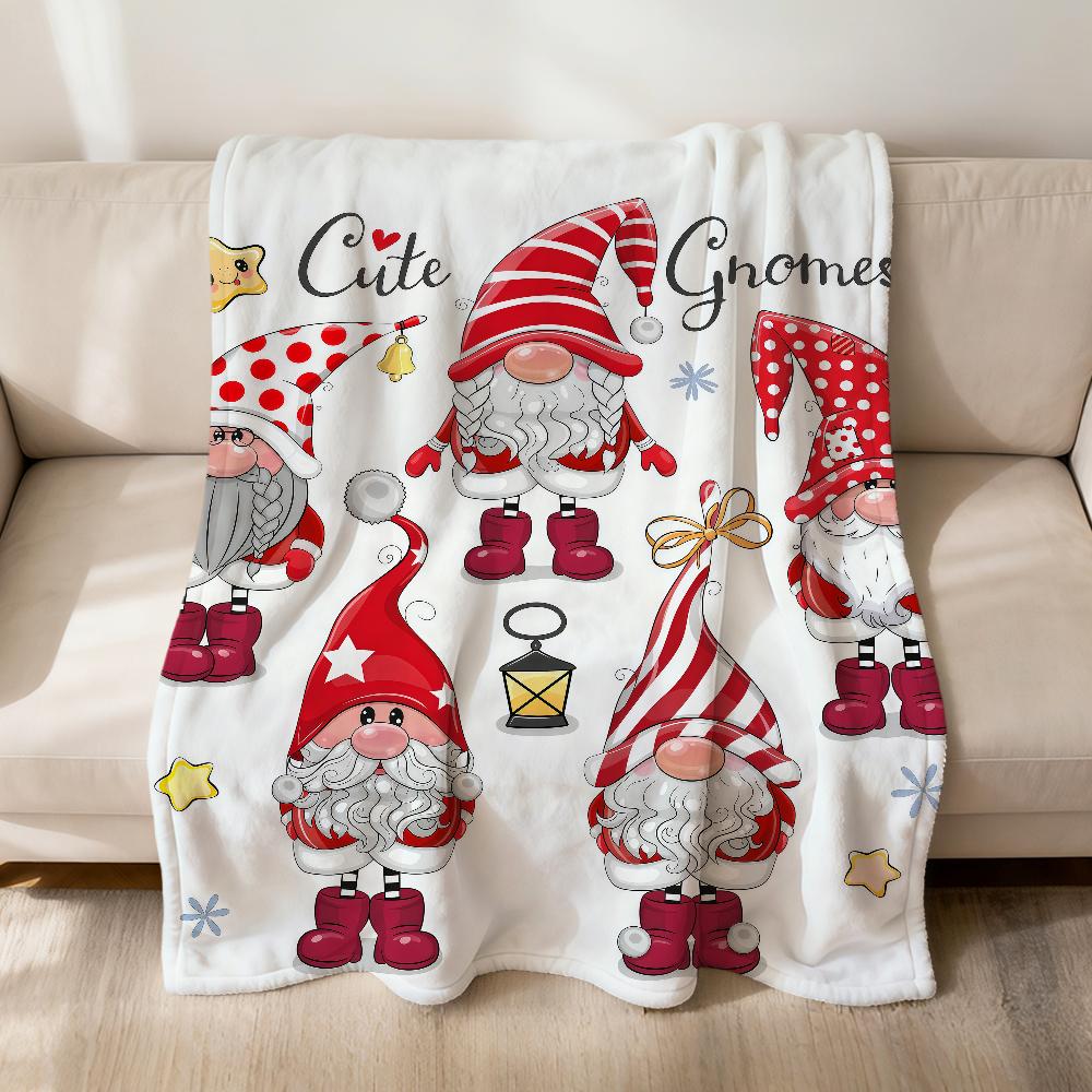 fashion art Cute Christmas gnomes Flannel soft warm plush blanket for sofa living room pet hogar bedroom gift home Car portable