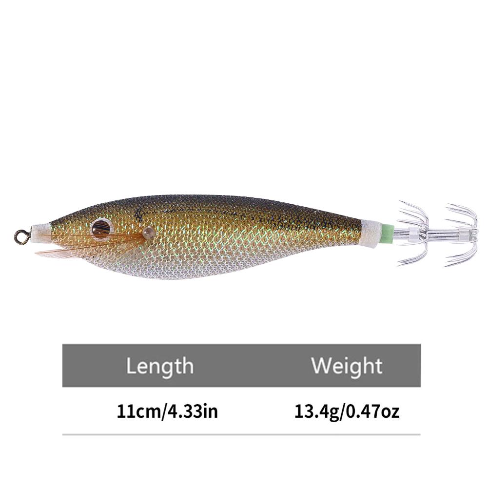 Glowing Squid Hooks 11CM/13.4G Horizontal Squid Trolling Lure Artificial Squid Jig Jigging Fishing Lure Octopus Bait for Fishing