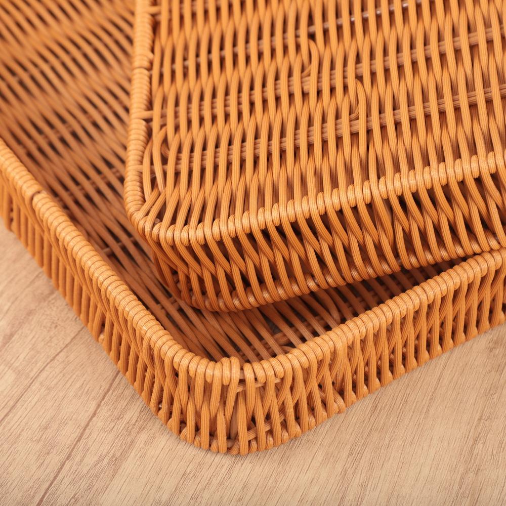 New Handwoven Food Plate Ellipse Shape Solid Storage Tray Plastic Rattan Serving Plate Storage Fruit Vegetable Cake