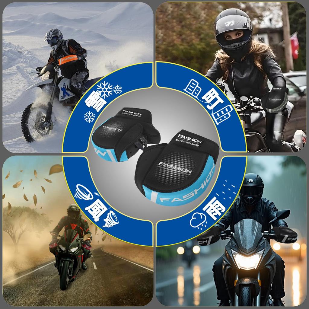 Homwarm Motorcycle Handlebar with Buckle Easy for Kick Winter Cold Reusable Cover, Neoprene, Waterproof, Windproof, Attachment, Installation,