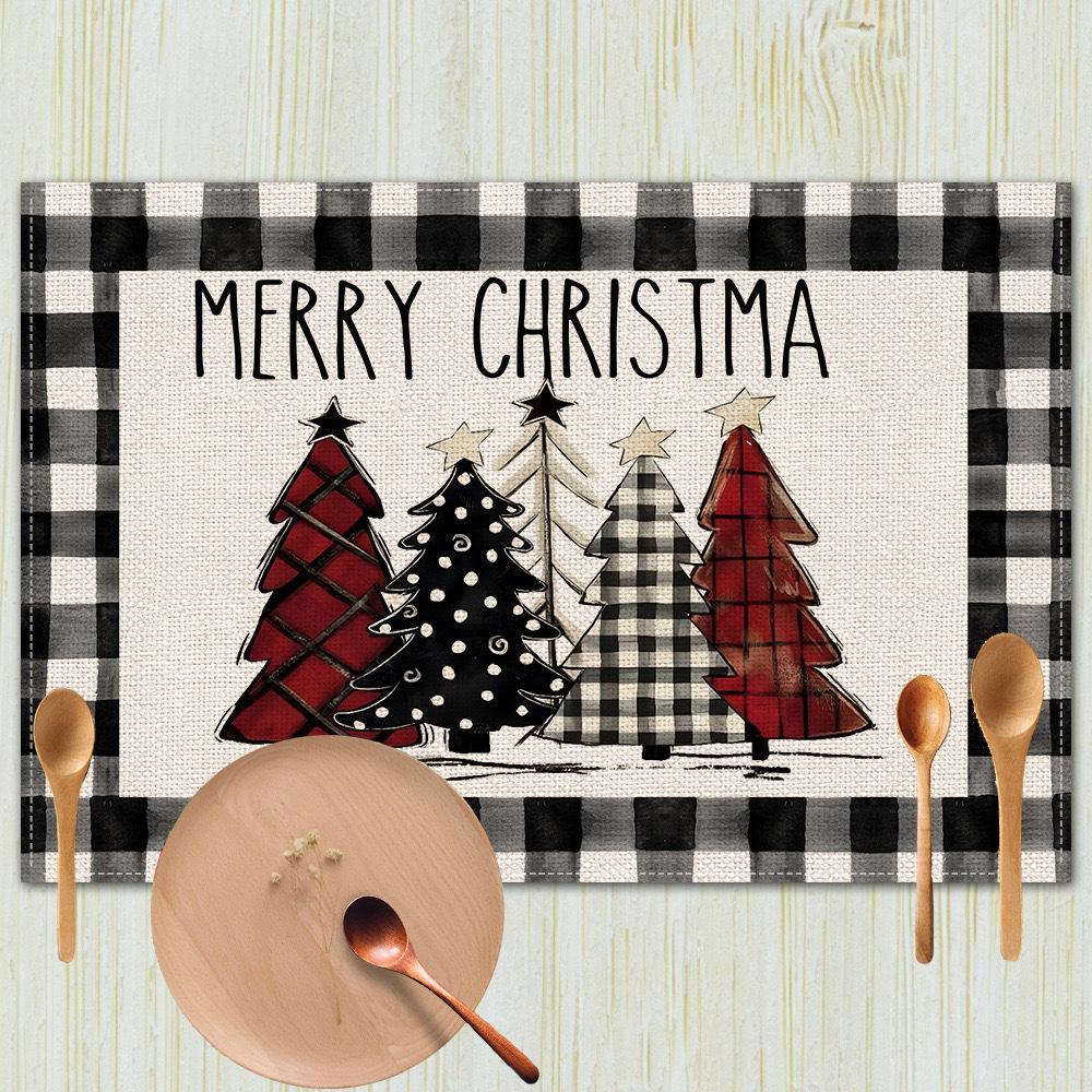 Christmas Table Mats Holiday Dining Placemats for Xmas Table Decor Snowflake Table Runner Waterproof Festive Accessories