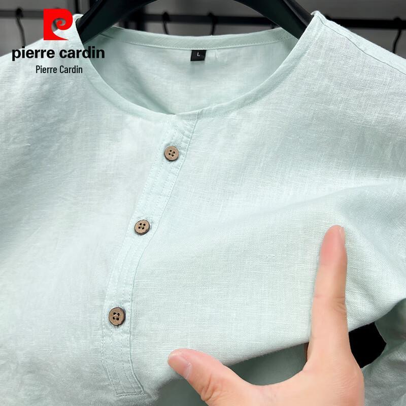 Pierre Cardin Men s 100% Linen Round Neck Short Sleeve T-Shirt L