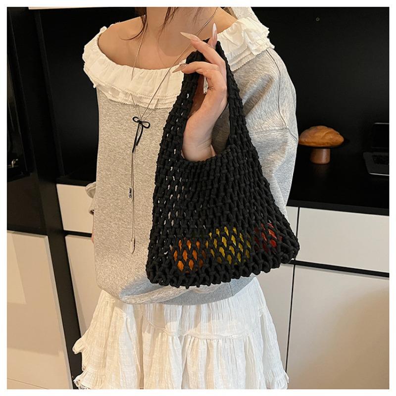 Hollow Knitted Handbag Summer New Solid Color Niche Design Fashionable Versatile Women's Bag