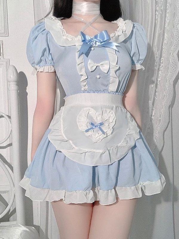 Sexy Cute Girl Dress Uniform Lolita Maid Pleated Maid Dress Elegant Sweet Fashion Sexy Korean Women Maid Sweet Women Tops 2I9Y
