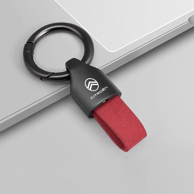 

Car Logo Keychain Suede Key Chain Key Ring For Citroen C4 C3 C5 C5X e-C4 X e-C3 C-Crosser C-Elysee C1 Berlingo C6 C2 Accessories