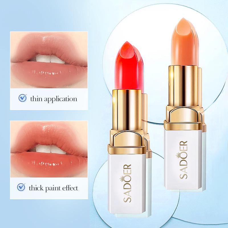 2 Color Temperature Change Hydrating Lipstick Glossy Texture Delicate Lasting Not Easy To Decolorize