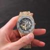 Men's Hip Hop Diamond Skeleton Transparent Mechanical Watch - Fashionable New Design