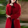100% Wool Women Coat TIDENOVEL Autumn Wool Long Coat Handmade Pea Coat Winter Warm Wool Long Jacket Overcoat