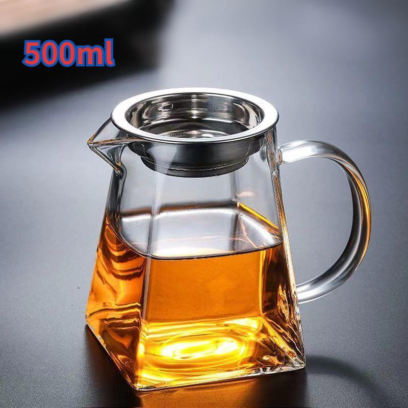Heat-Resistant Borosilicate Glass Tea Pitcher Set with a Strainer, Chinese Tea Set Accessory, Chahai Divider, Coffee Milk Jug