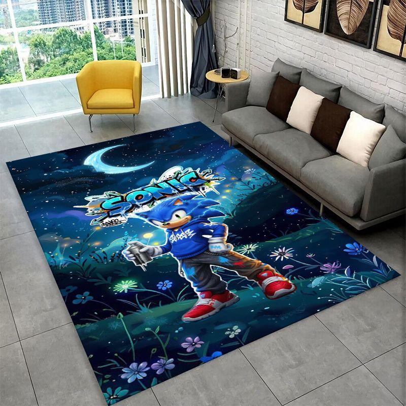 Classic Game S-Sonic Cartoon Non-Slip Area Rug for Living Room,Bedroom,Playroom,Soft Carpet Floor Mat Home Decor Rug Kids Room
