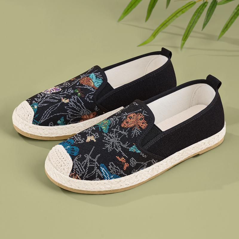 Fashion Soft Women's Shoes Platform Tennis Female Flats Clogs Summer Breathable Dress New Comfortable Canvas Fabric Fisherman Shoes Woma