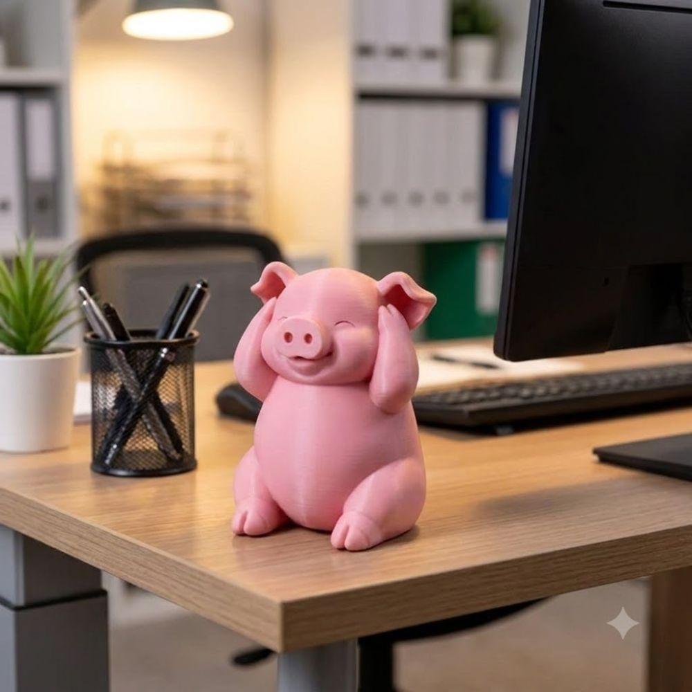 3 Stück 3D-Druck Rosa Schweinefigur Cartoon-Ferkelfigur Lustige Schweinestatue Schlafzimmerdekoration