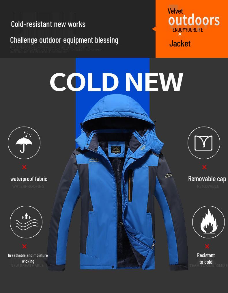 Unisex Fleece-Lined 3-in-1 Outdoor Jacket, Detachable, Plus Size, Autumn/Winter, Ideal for Middle-Aged & Elderly