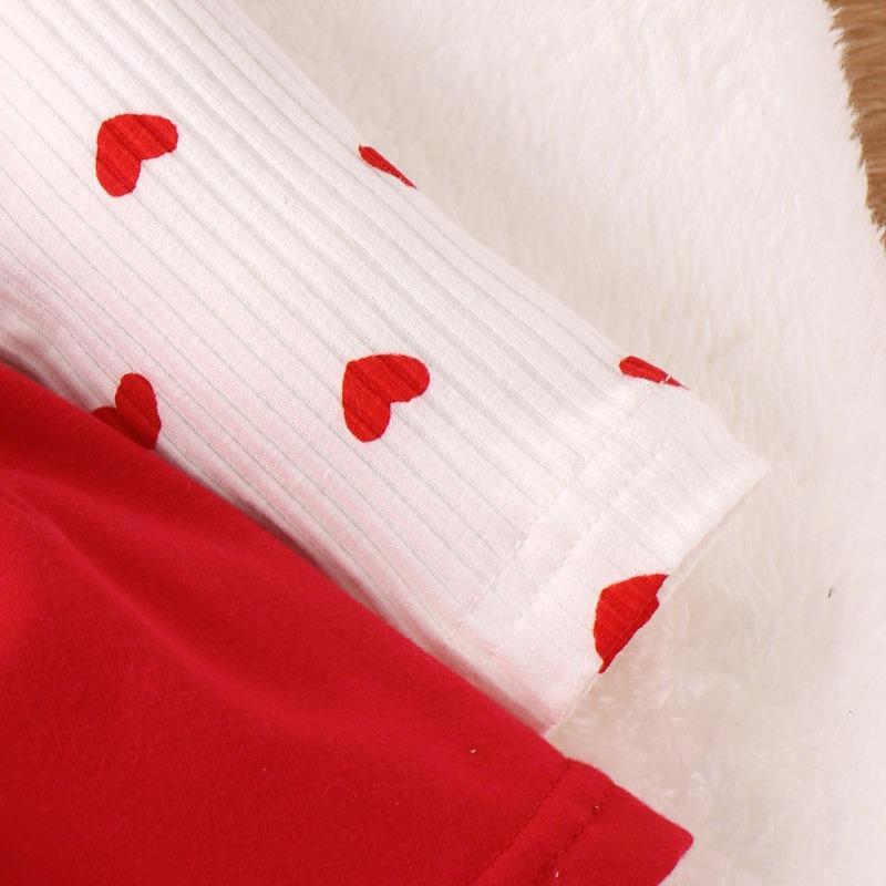 Høstbaby jenter Valentinsdag Kjole 3M 6M 9M 12M 18M Langermet Ruffle Heart Bokstavtrykk jumpsuits med pannebånd