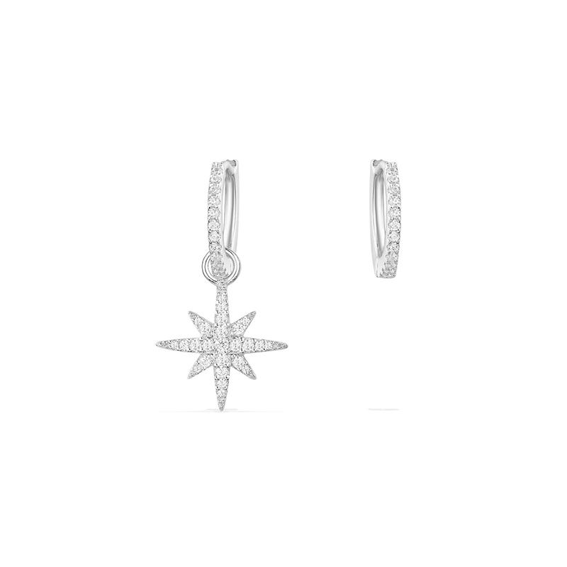 APM Monaco METEORITES series asymmetric sterling silver diamond meteor earrings for women AE10965OX серебряный